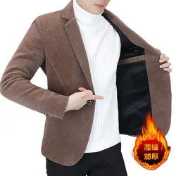ARC Blazer Autumn/Winter Golden Sable Velvet and Cotton Thickened Thermal Small Suit Fashion Business Men's Slim Blazer