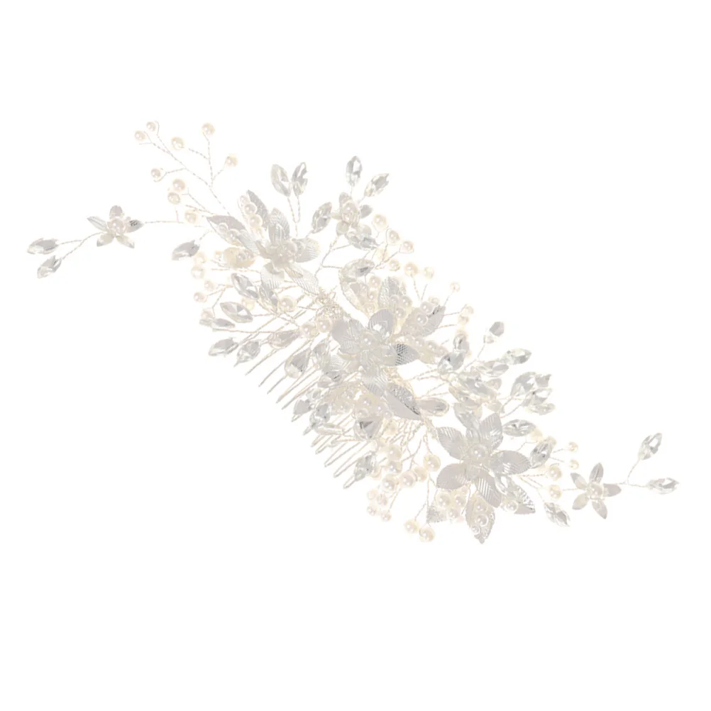 مشبك مشط شعر على شكل أوراق اللؤلؤ، مشط جانبي أنيق على شكل زهرة من حجر الراين، إكسسوارات شعر الزفاف للنساء، غطاء رأس للعروس والزفاف