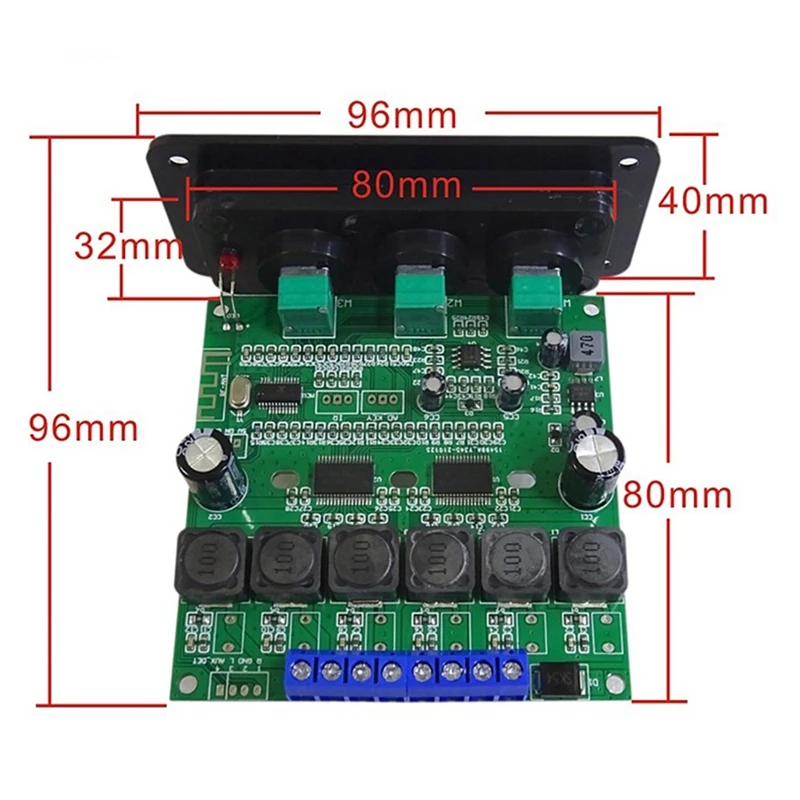 Bluetooth 5.0 Amplifier Board 2X30W+60W TPA3118D2 Power Amplifier Board 2.1 Channel DIY Automotive Audio Amplifier