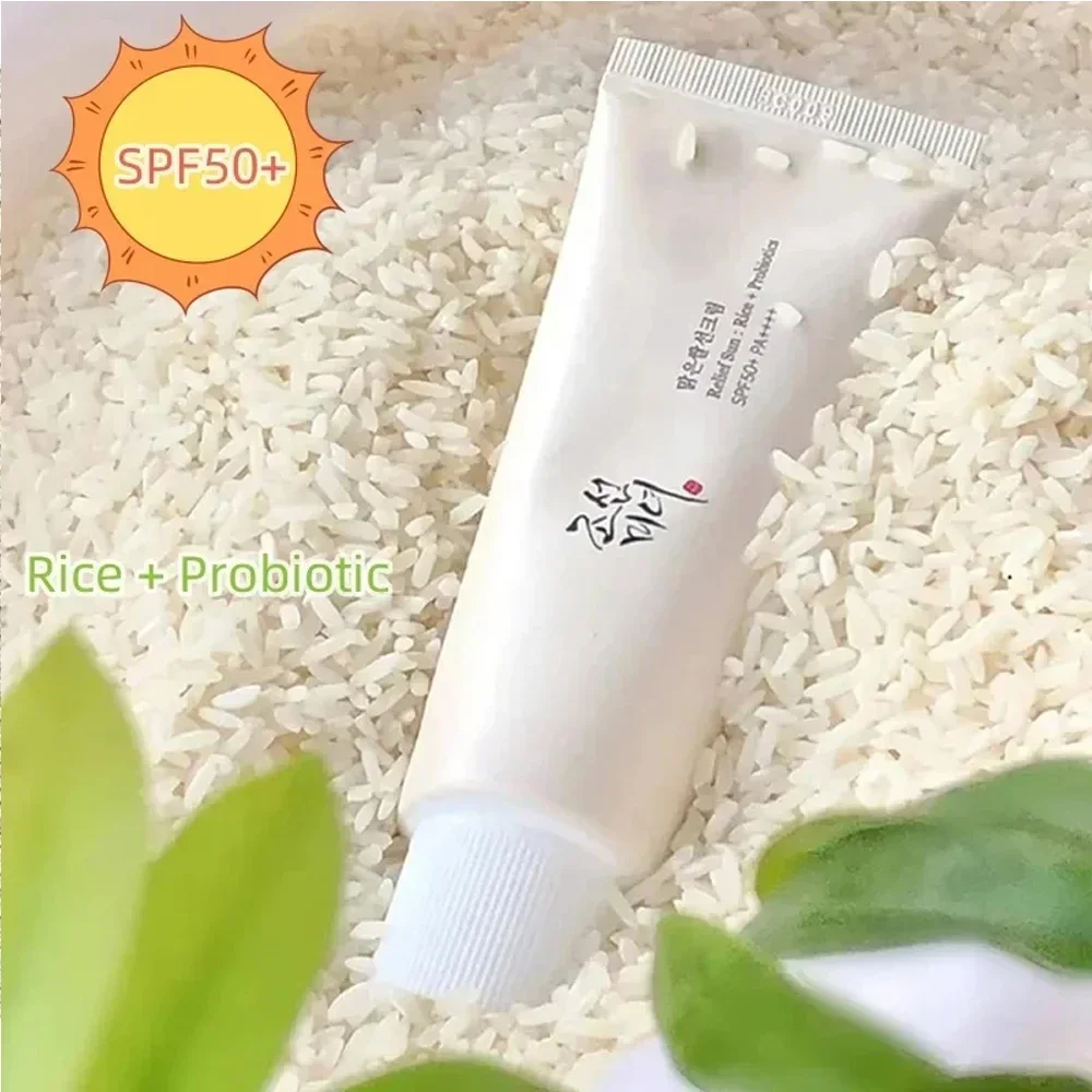 SPF50 + 자외선 차단 한국 쌀 프로바이오틱 태양 차단제, 피부 미백 크림, 자외선 차단, 페이셜 마일드 모이스처라이저 세럼, 50ml