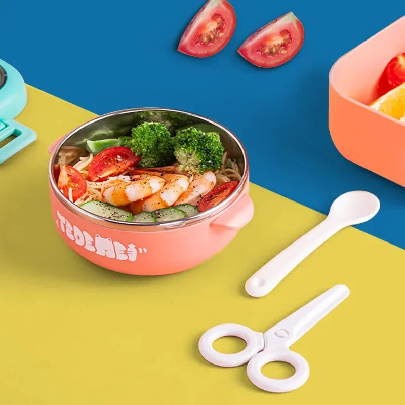 Bento Lunch Box Sealed Cute with Scissors Detachable Microwave Oven Heating Portable Lunch Box for Kids and Students