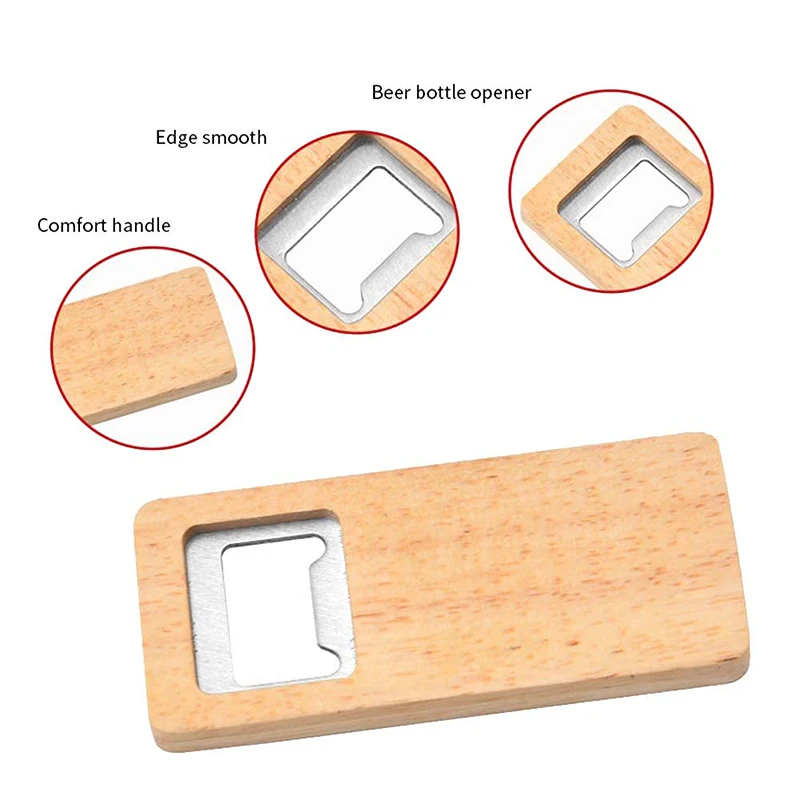 40Pcs Rectangle Wood Openers Beer Opener Home Hotel Wooden Handle Portable Soda Open Lid Opener