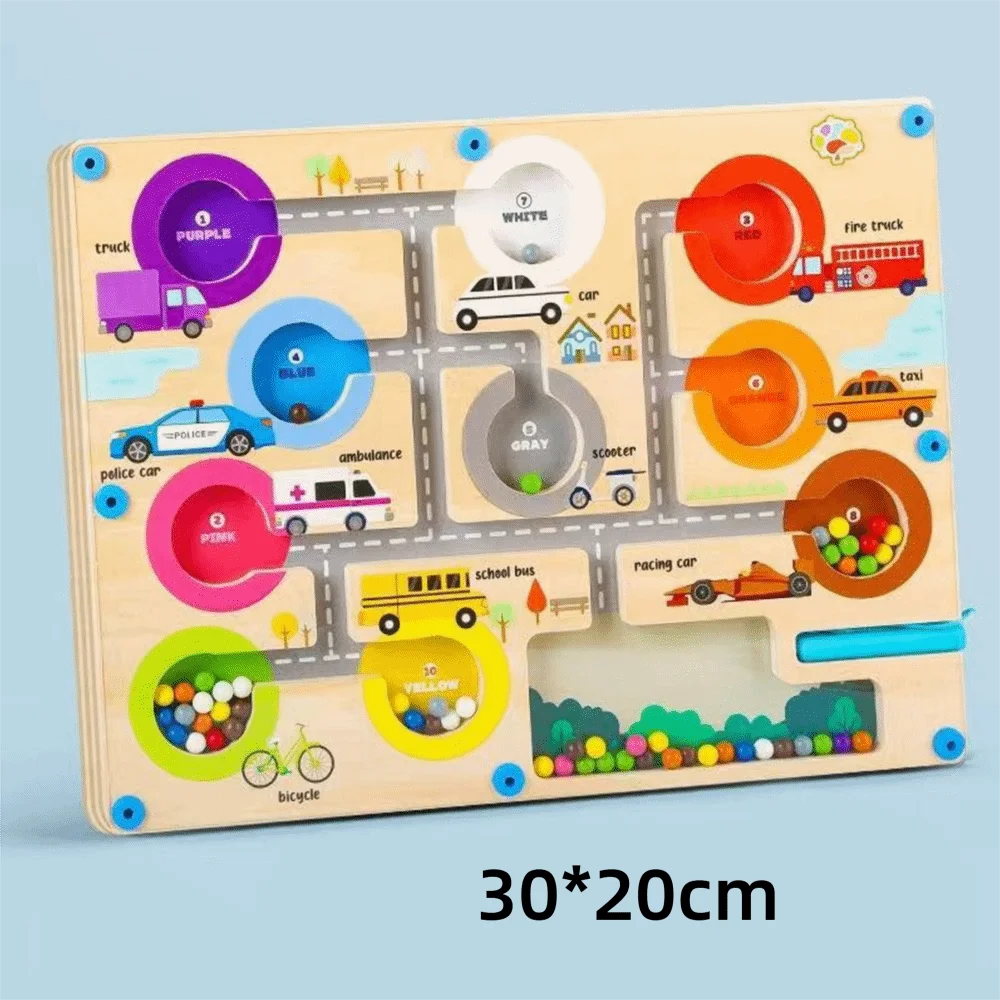 Multicolor Magnetic Number Maze Wooden Material Wood Color Sorting Fine Motor Skills Development Montessori Magnetic Games For
