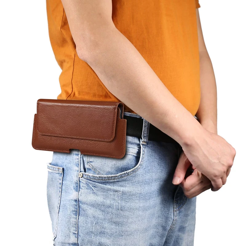Phone Holster Belt Clip Case Holder for iPhone 16 15 14 13 12 Pro Max Samsung Xiaomi Smart phone Genuine Leather Pouch Waist Bag