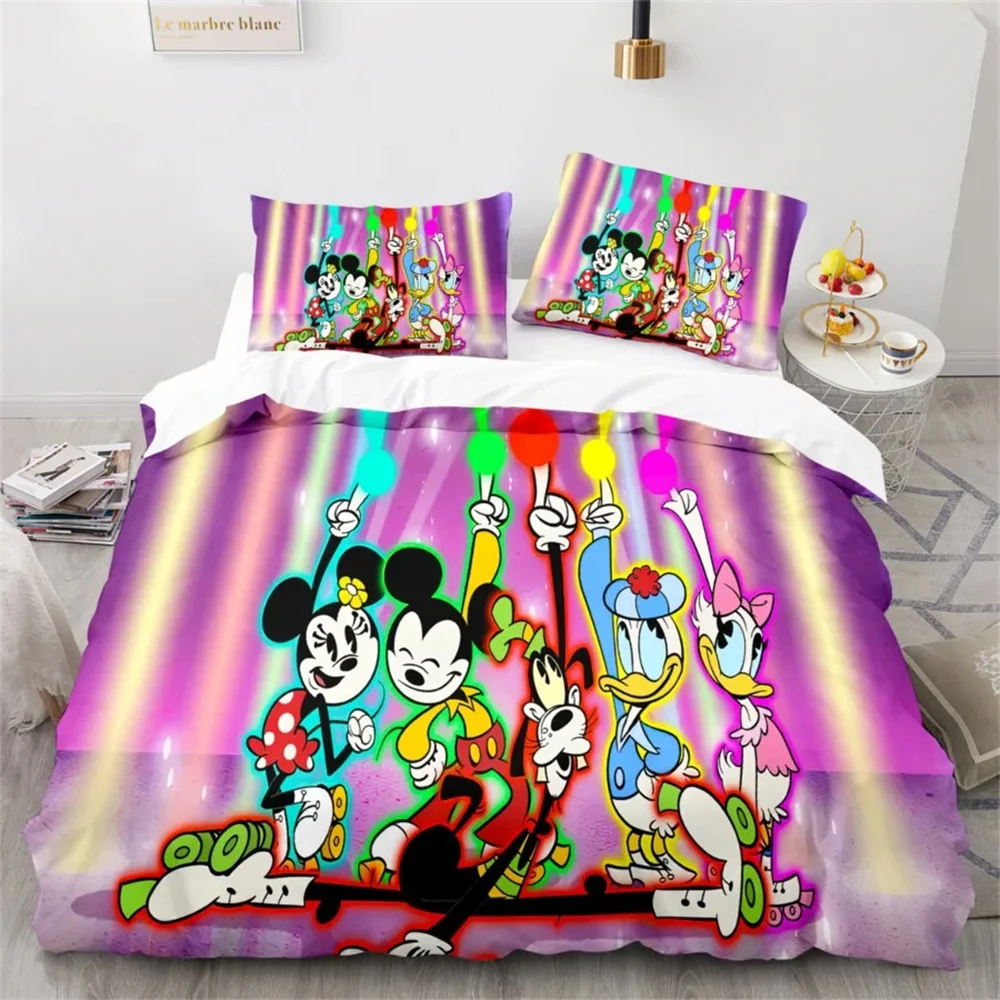 Mooie Mickey Minnie Beddengoed Set Disney Hond Dekbedovertrek Set Queen Kingsize Beddengoed Bedsprei Thuis Textiel Beddengoed