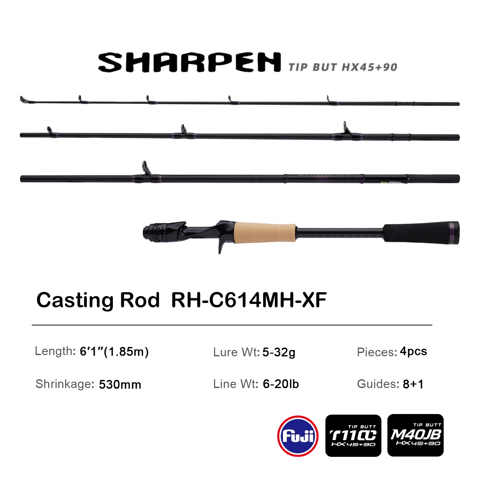 PURELURE SHARPEN Soft Lure Long Spinning and Casting XF/MF Action Rods FUJI Components Bass Pike Rod Angelrute Spinnrolle
