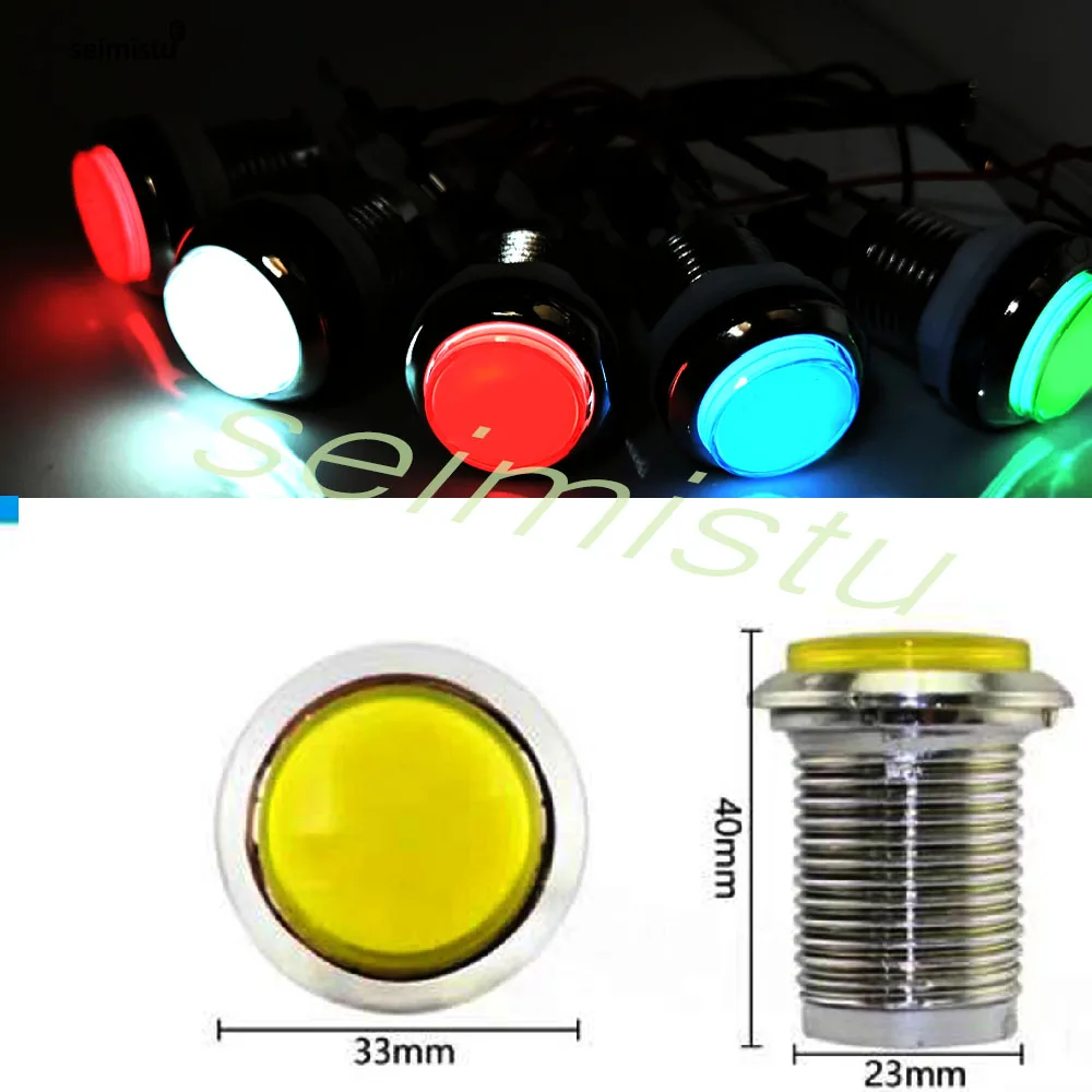 33mm Arcade-Taste Push-LED-Licht 12V Silber Überzogene Taste Für Arcade-Spiel Video Klaue Schaukel Maschine flipper DIY Teile – Detail 3