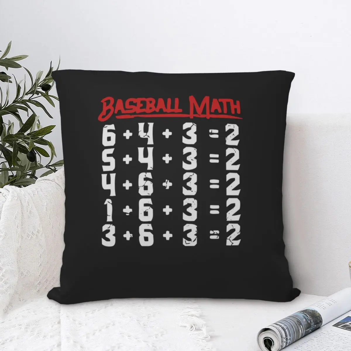 Baseball Math Double Play Kids Square Pillowcase Polyester Pillow Cover Velvet Cushion Decor Comfort Throw Pillow For Home Sofa