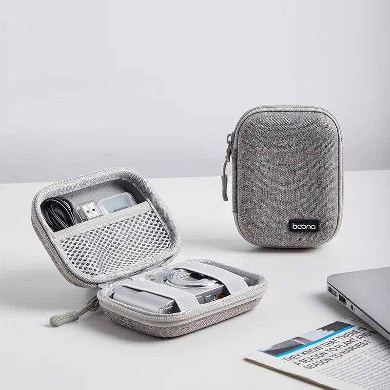 Portable Mini Hard Shell Digital Gadgets Storage Bag Artificial Leather Earphone Charger Case Plug Data Cable U Disk Organizer