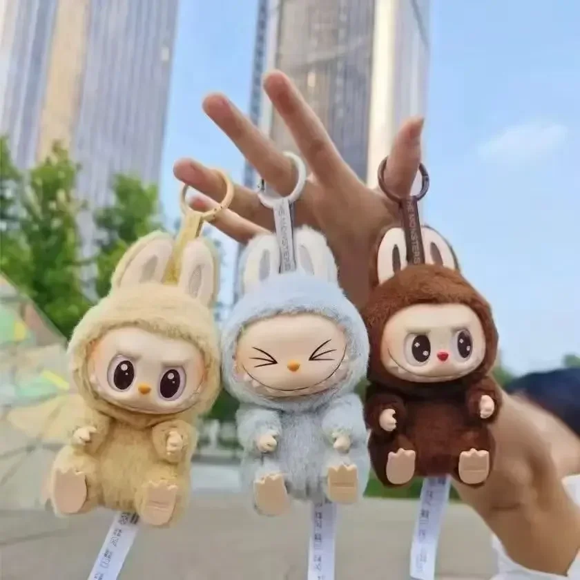 New Labubus Sitting Party Doll Anime Figure Macaron Pendant Monsters Kawaii Keychain Accessories Gifts