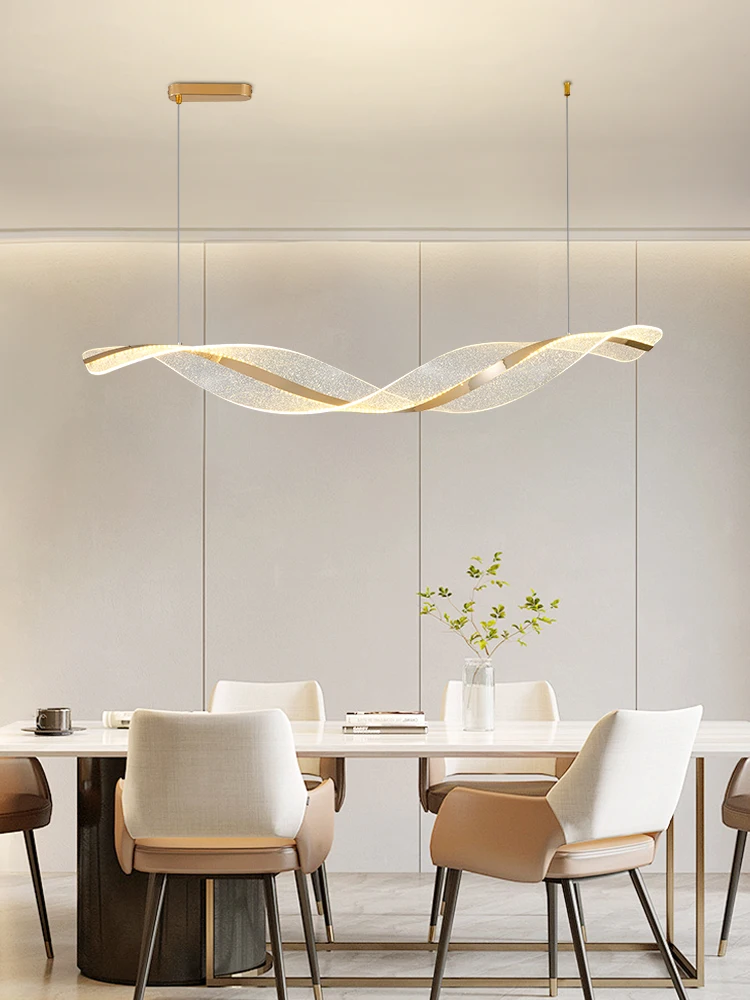 

Nordic Restaurant Chandelier Ribbon Chandelier Modern Living Room Island Table Chandelier Household Indoor Led Wave Chandelier