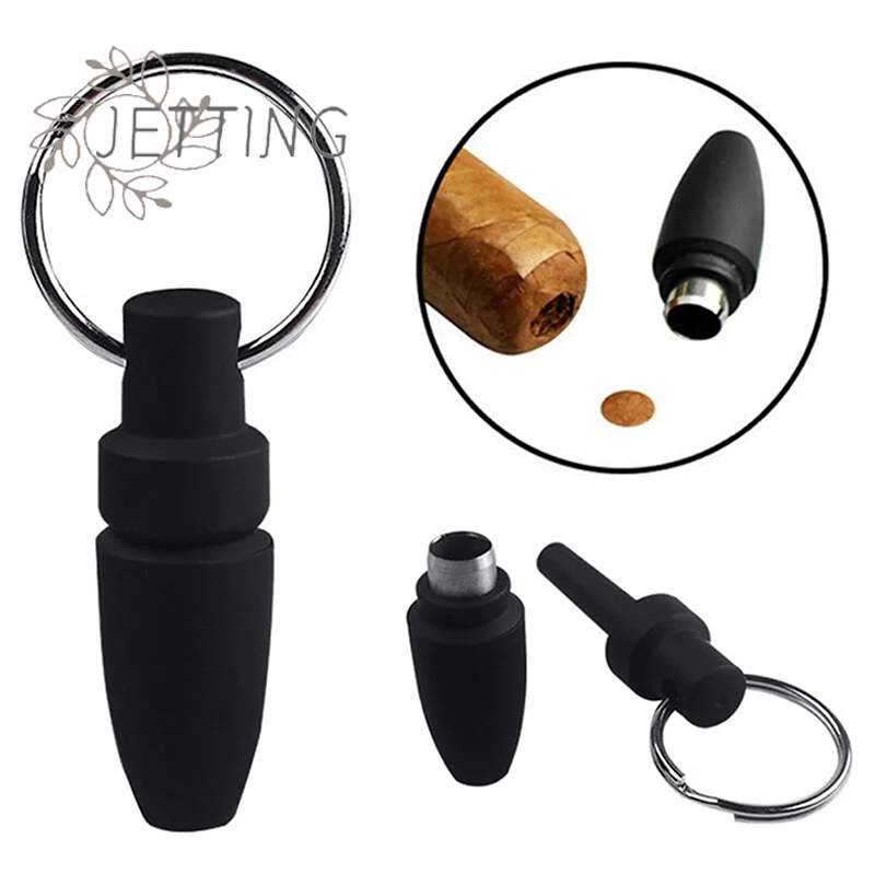 Hot 1PC With Key Ring Clip Rubber Portable Cigar Puncher Acc