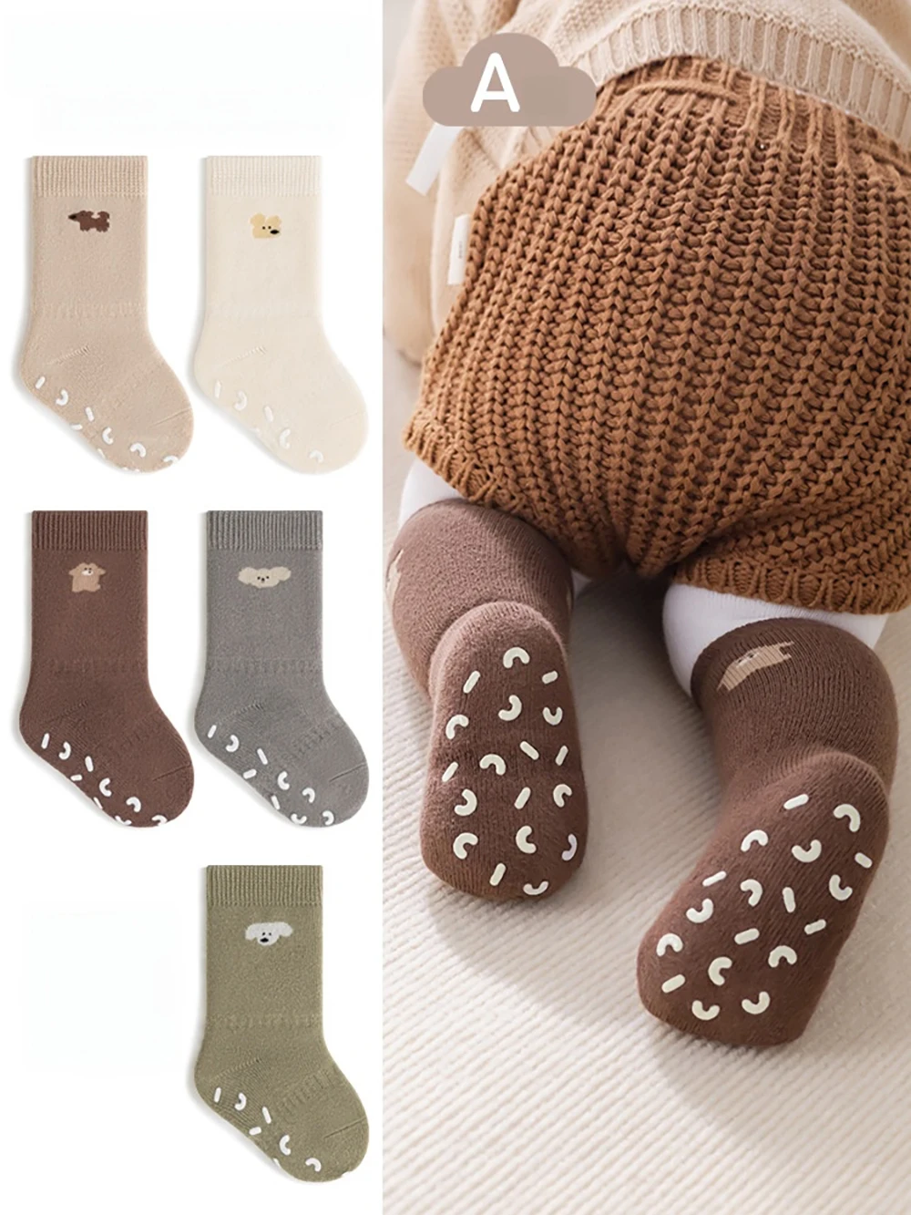 MILANCEL Children's Socks 0-5T Baby Socks Winter Warm Thicken Girls Floor Socks Cartoon Kids Anti Slip Mid Tube Socks