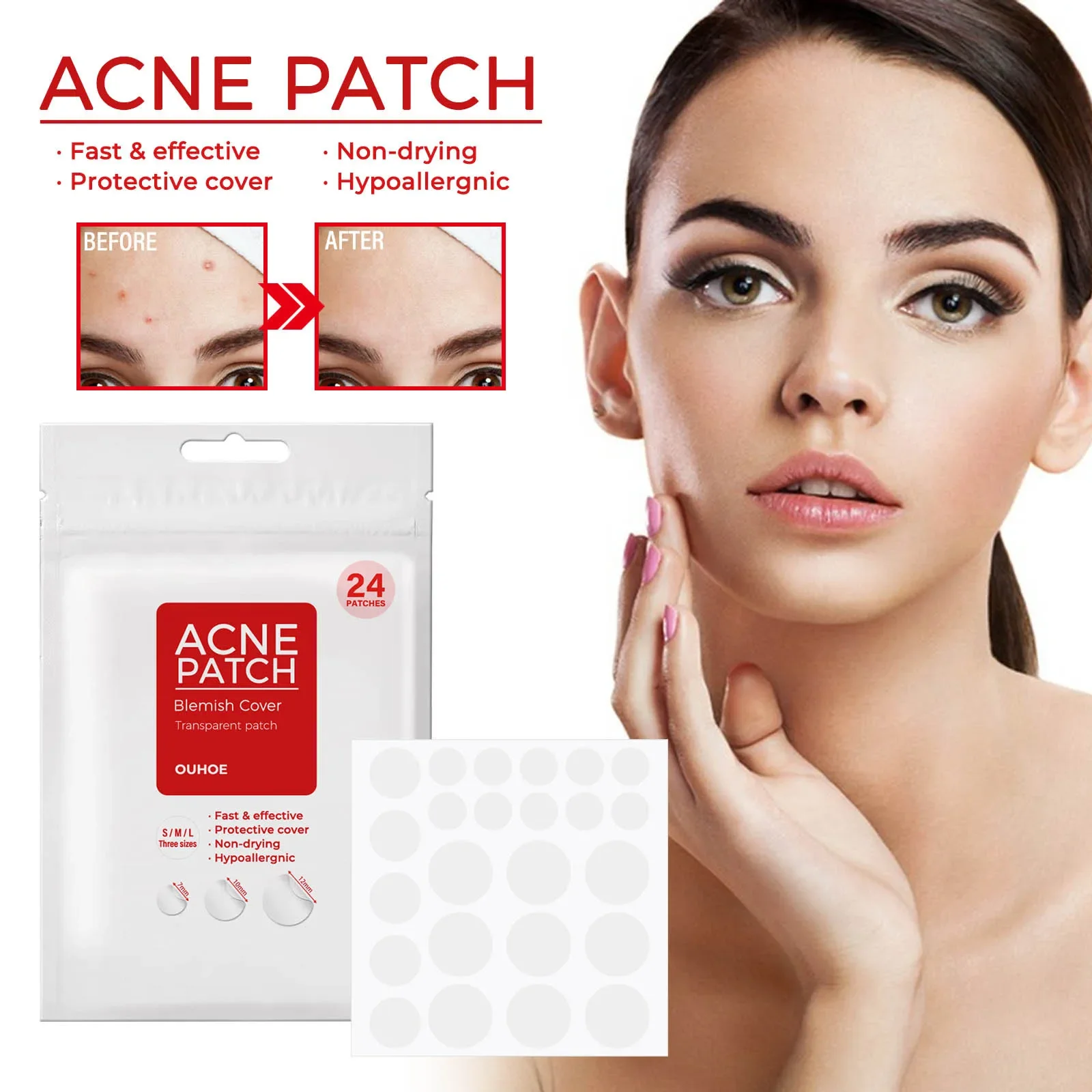 حب الشباب التصحيح بثرة غطاء إصلاح علاج حب الشباب الوجه السلس العناية بالبشرة غير مزعجة خفيفة حب الشباب بثرة التصحيح #1
