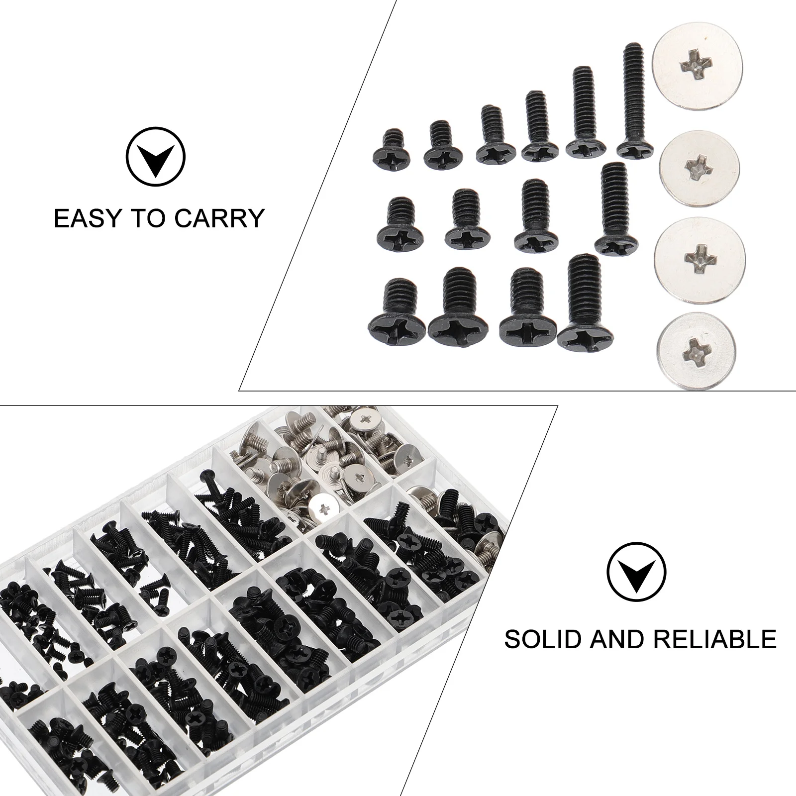 

360Pcs Exquisite Workmanship Computer Screws Sturdy Small Rust-Proof for Electronic Product Fittings Practical Easy Install