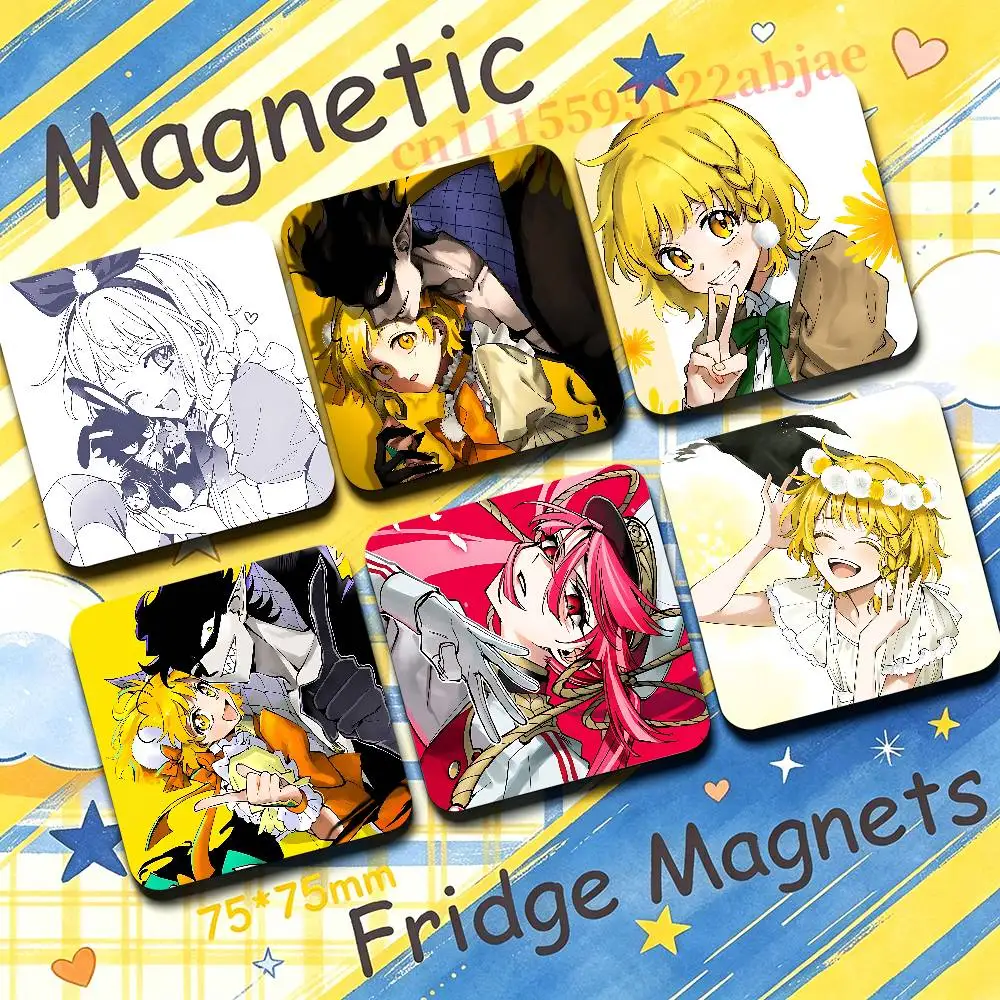 M-Mahou Shoujo Dandelion 75mm Square Cute Fridge Magnet Refrigerator Magnet Apartment Decor Gift For Friends Collection