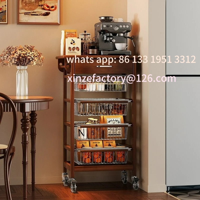 

Customizable medieval solid wood cart rack living room bedroom floor-to-ceiling storage rack