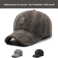 Official-webstie Thickened Baseball Cap for Men, Winter Hat with Ear Protection and Warm Fleece Lining for Trucker hat