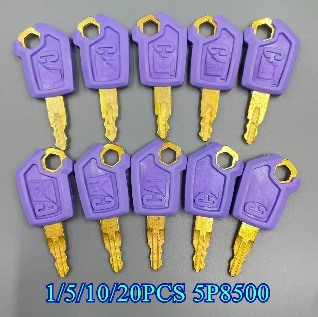 1/5/10/20PCS Purple & Gold Key for 5P8500 Heavy Equipment Ignition Loader Dozer Metal & Plastic High Quality