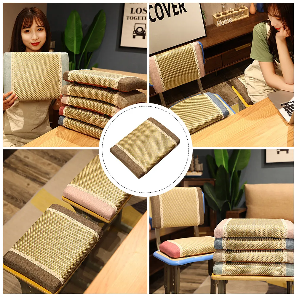 Cooling Seat Mat Linen Cushion Summer Chair Pad Breathable Sweat Absorbing Air Circulating Design Detachable Pillowcase for Heat