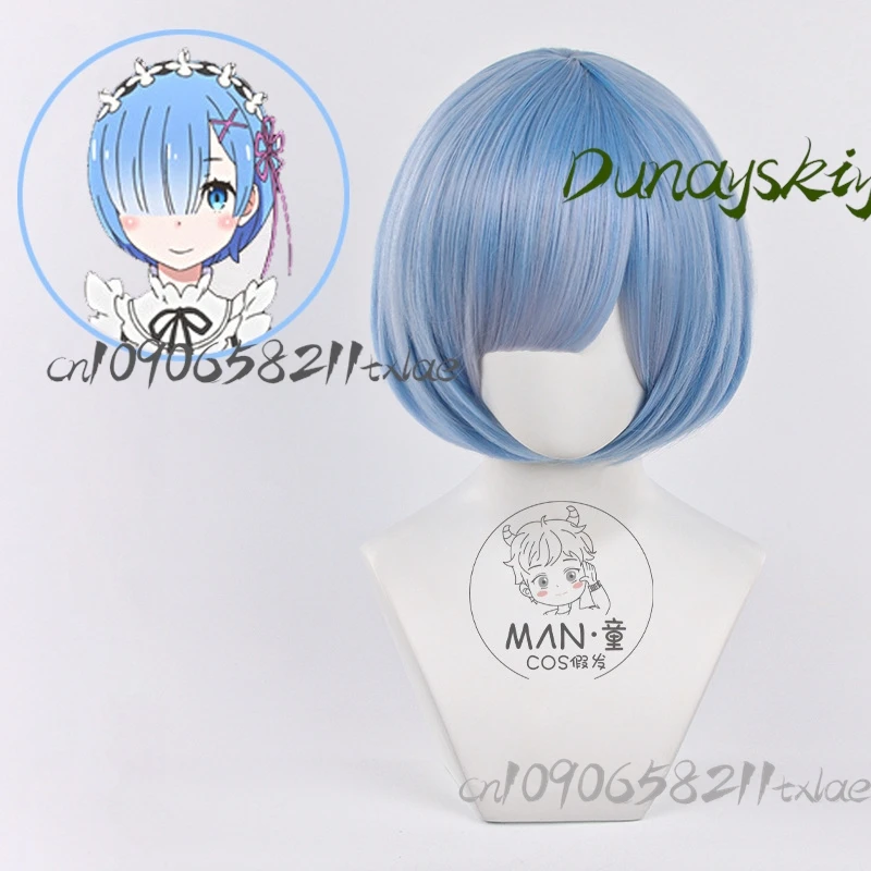 Re Rem คอสเพลย์ชุด - คริสตัลสีฟ้าชุดแม่บ้านวิกผมอะนิเมะ Lolita สไตล์เครื่องแต่งกายสําหรับฤดูร้อน/ฮาโลวีน/Convention ZER0