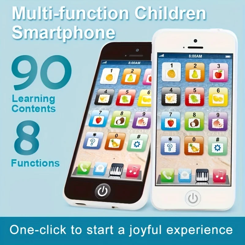 هاتف تعلم تفاعلي 8 أوضاع للأطفال، قابل لإعادة الشحن عبر USB مع أضواء مبهرة وتعلم اللغة، هدية لعبة الوالدين والطفل #4