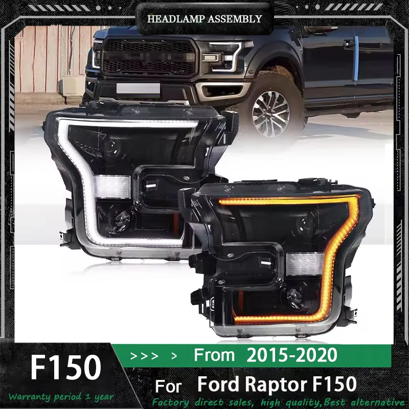 

Suitable for 2015-2020 Ford F-150 Raptor Headlamp Assembly Conversion Dual Lens LED Daytime Running Light Stream Lens