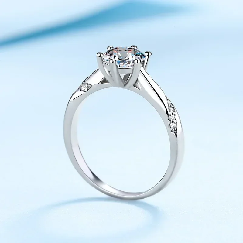 Anillo de lujo de platino PT950 de estilo Simple clásico VVS1 D Color 2/1/0,5 CT Moissanite diamante redondo brillante joyería de boda para mujer