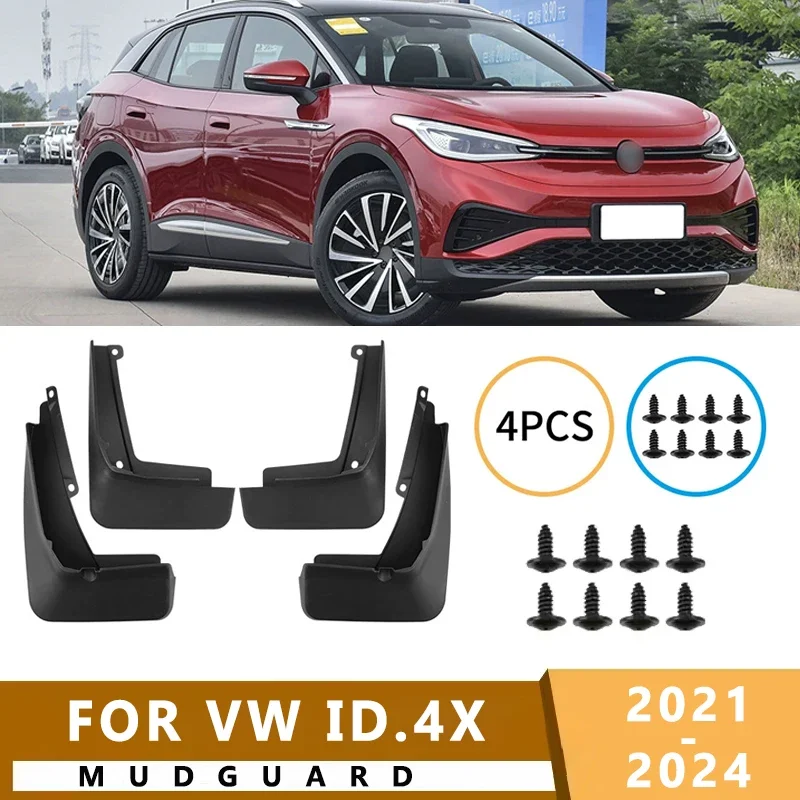 

Брызговики подходят для Volkswagen ID.4X 2021-2024, бровь колес, брызговики, шины, брызгозащищенные аксессуары, защита колес, 4 шт.