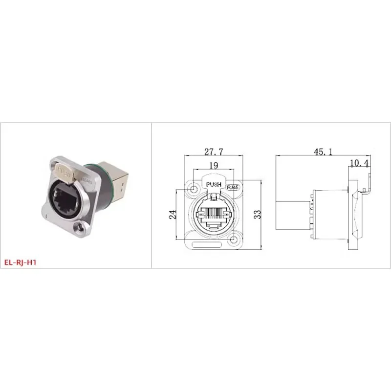 RJ45 8P8C D-type Panel Mount Straight Angled Seat Network Socket CAT6A CAT5E Ethernet Cable Connector Industrial Micro Socket