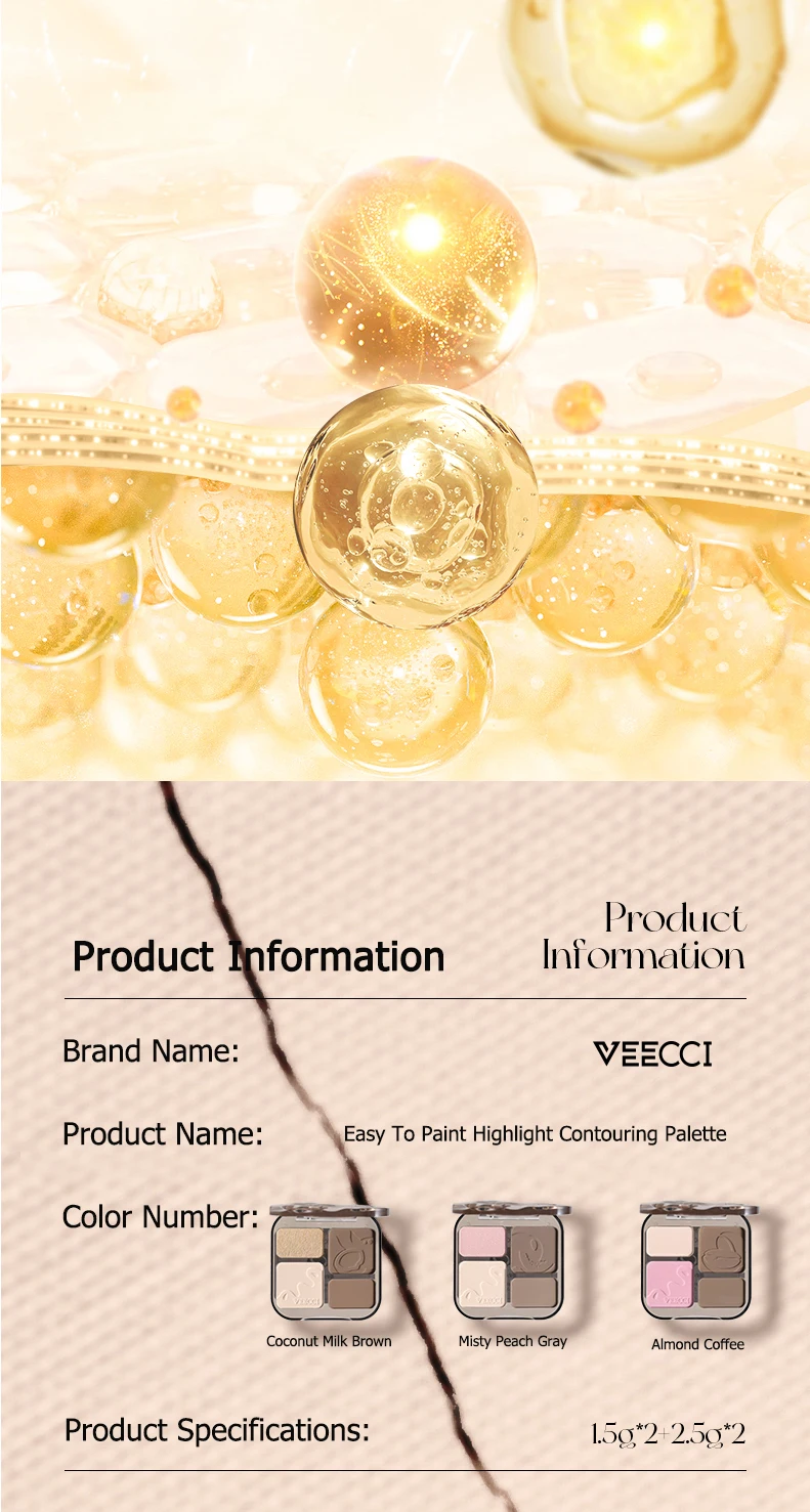 VEECCI Highlighter Kontur-Matt-Puder-Palette, aufhellender Nasen-Schatten, matt-schimmernder Bronzer, Nude, einfach aufzutragen, natürliches Make-up – Detail 21