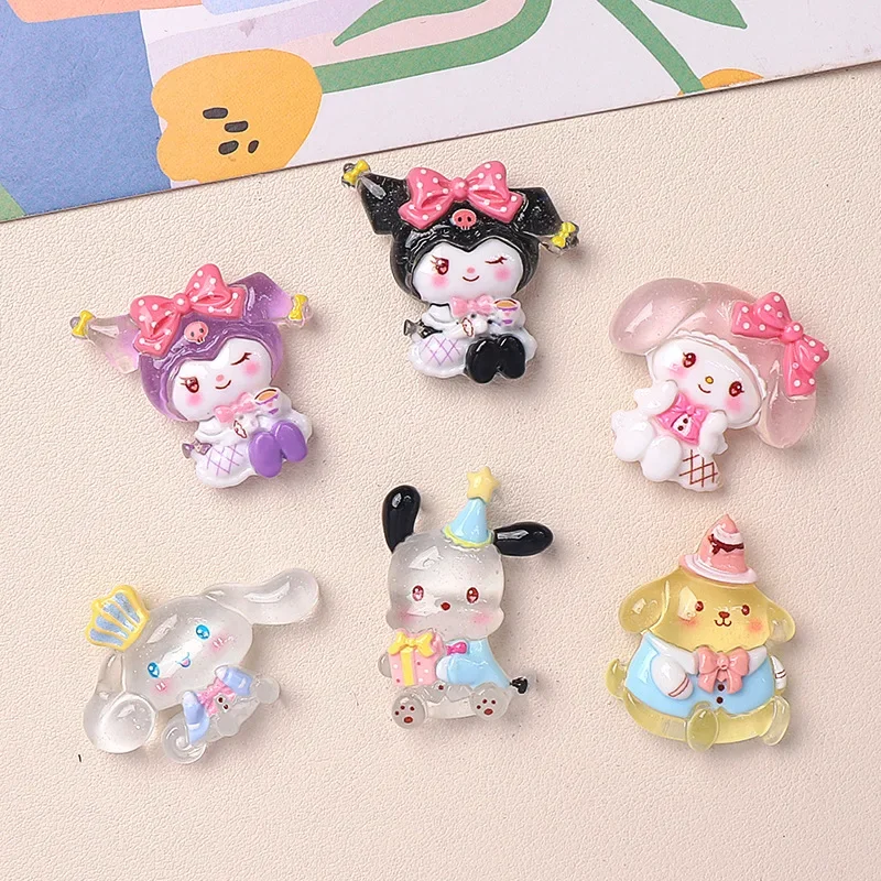 

5pcs luminous dress sanrio animal cartoon glossy DIY resin accessories accessories handmade hair clip phone case water
