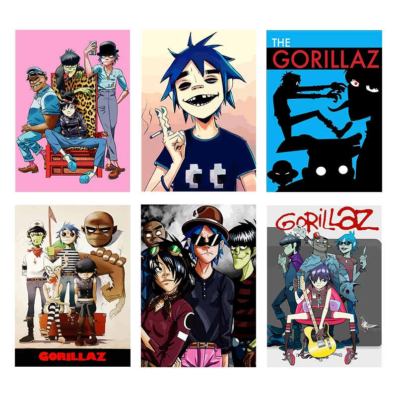 Virtual Band Gorillaz Poster British Popular Hip Hop Band Prints Canvas Painting Wall Art Pictures Home Room Modern Decoration