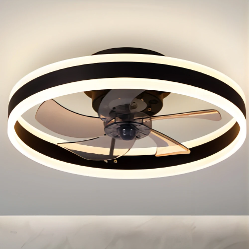 20-Inch modern low-key ceiling fan with light recessed ceiling fan for bedrooms, children's rooms and living rooms