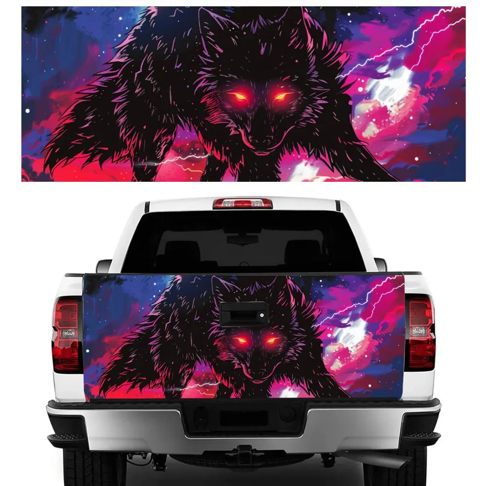 

Cool Red Eyed Starry Lightning Wolf Car Tail Trunk Protect Vinly Decal Auto Accessories Hood Decor Sticker for Off-road Pickup