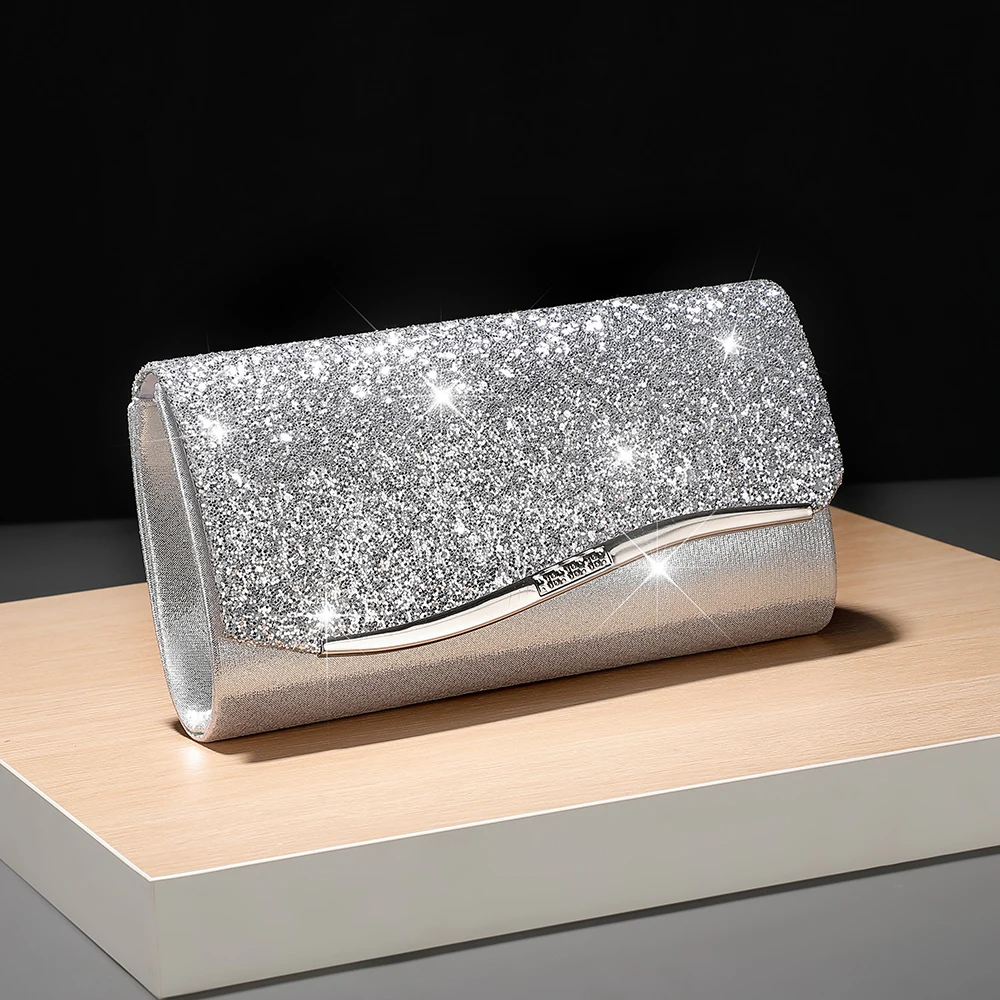 New Metallic Evening Bag - Luxurious Crossbody Small Square Bag - Elegant Handbag for the Bride at the Wedding Party