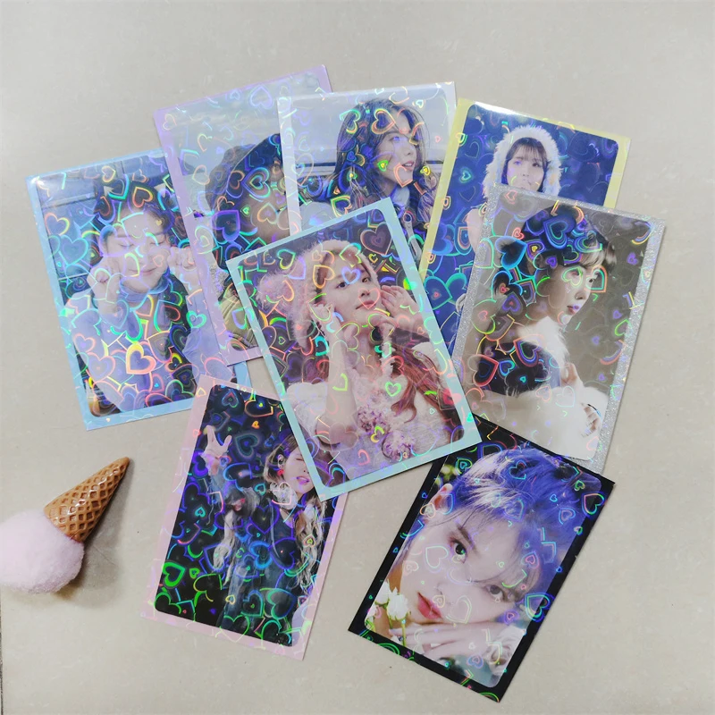 20PCS  Shiny Laser Star PP Card Film  3 Inch Photo Card Protective Cover Kawaii Girl Card Packing Materials Postcard Protectors