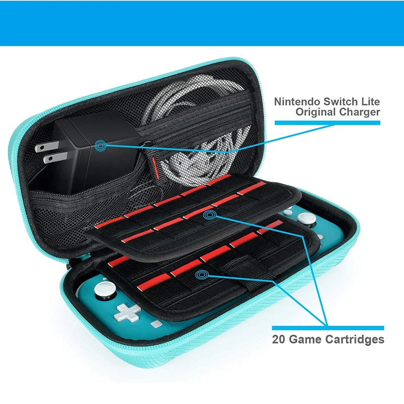 Carrying Case Compatible with Nintendo Switch Lite,For Console & Accessories Portable Shell Pouch Carrying Travel Bag