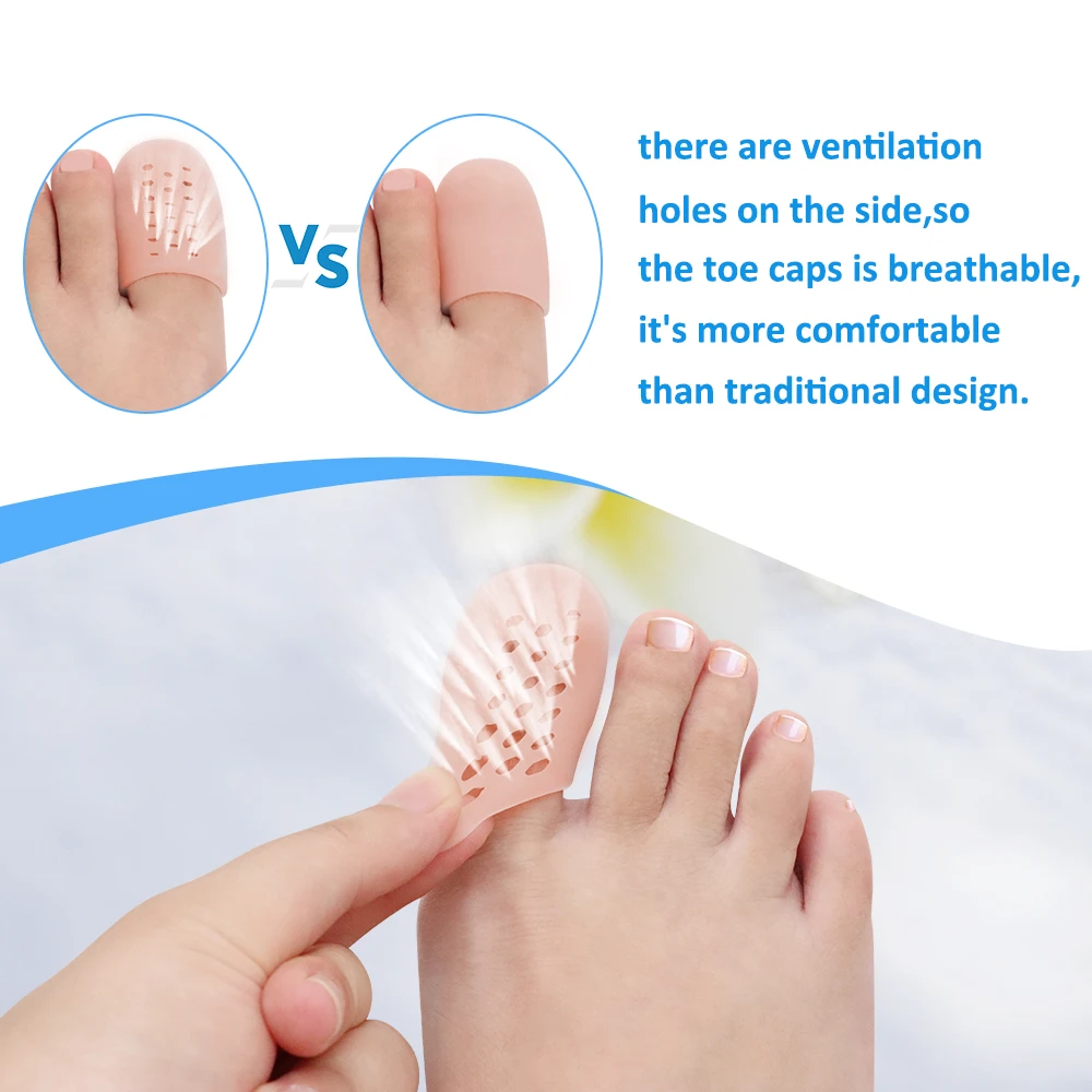 Pexmen 2/4Pcs Gel Toe Protectors Toe Caps Prevent Pain Relief for Corns Blisters and Ingrown Toenails Big Toe Covers