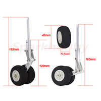 1PC 100 120 140mm Aluminum Alloy Telescopic Double Spring Two-wheel Kneeling Landing Gear For RC Fixed Wing Airplane Quadcopter