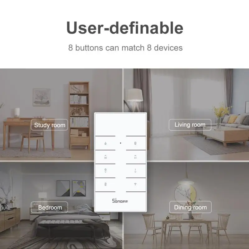 SONOFF RM433 Remote Control Multipurpose 8 Keys Custom Works With SONOFF RF 4CH Pro TX Series RF Remote Controller Smart Home