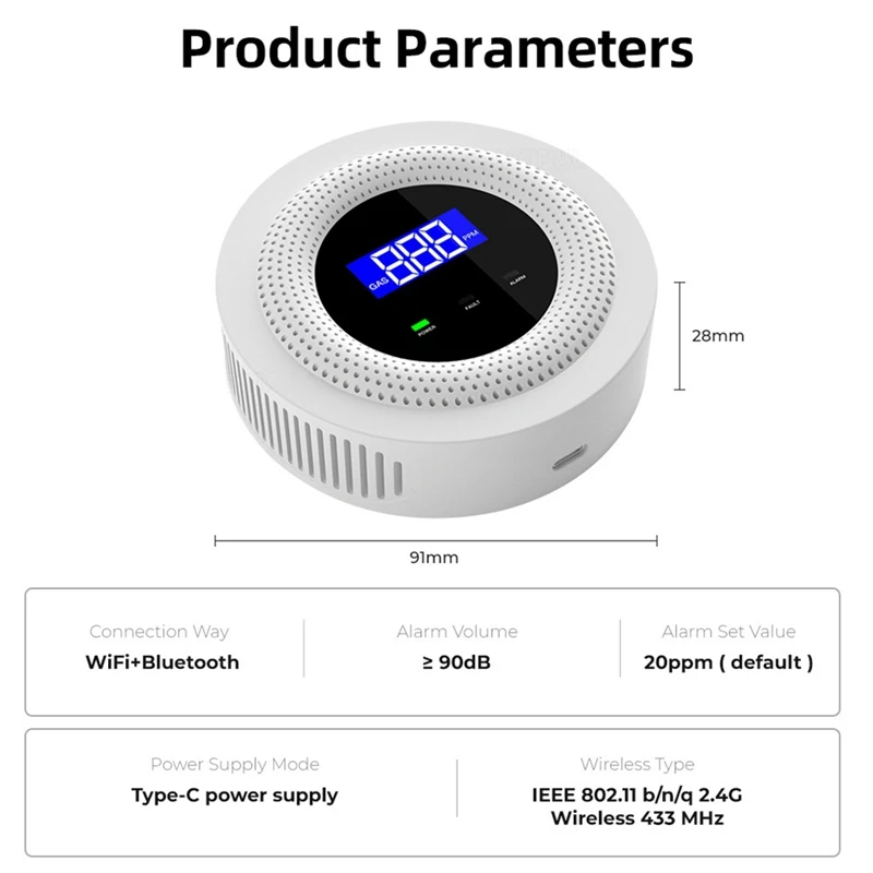 Tuya Wi-Fi детектор утечки природного газа датчик утечки звуковая сигнализация дистанционное управление защита безопасность умный дом прочный