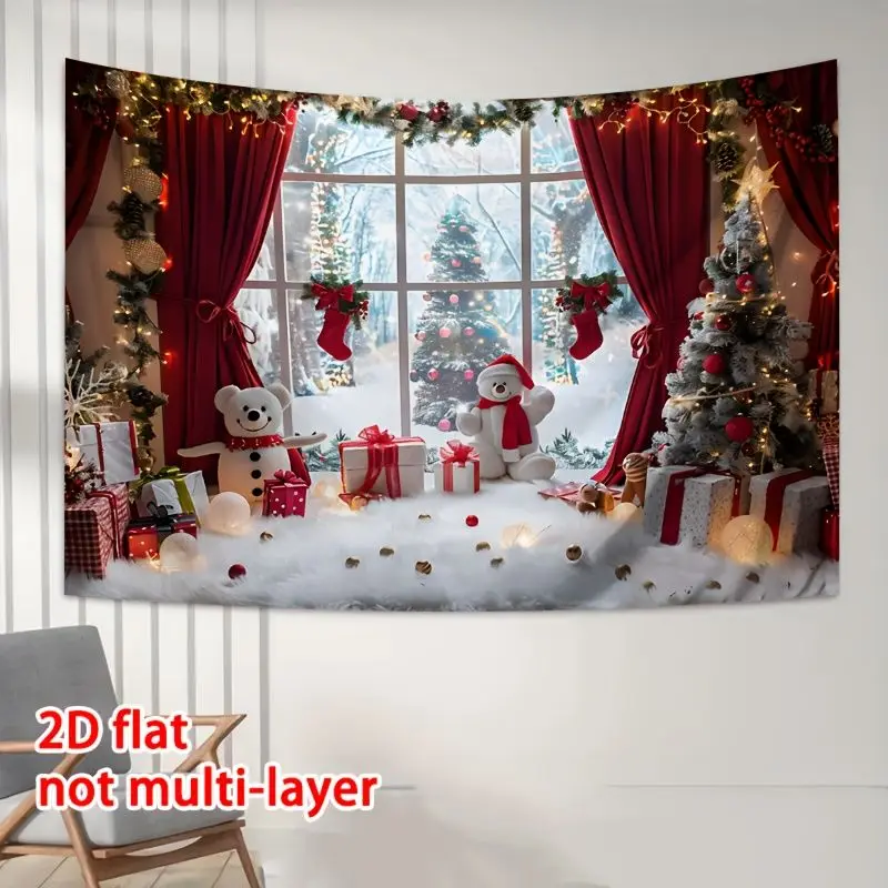 VIKAMA Photography Background Christmas Window Snowman Gifts Backdrop for Party Birthday Photo Booth Home Decor