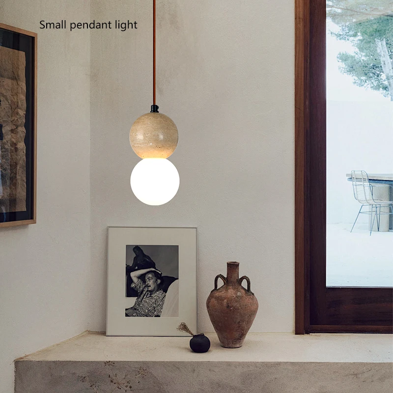 

Japanese Wabi Sabi style yellow cave stone pendant lamp walnut restaurant bedroom homestay hotel bedside bar hanging line light