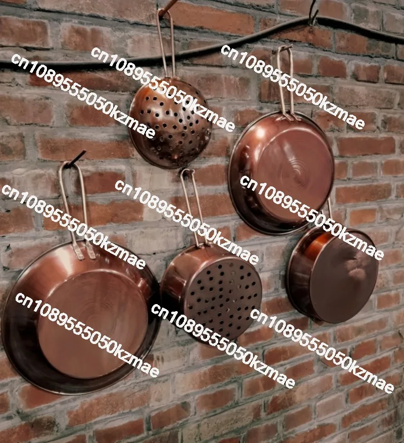 Suitable for wall-mounted copper/copper pot pendant, hotel colander flat bottom/steak pot