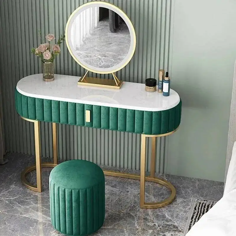 

Aesthetic Gold Storage Table Make Vanity Gray Up Salon Bedroom Dresser Organizer Space Saving Meuble Coiffeuse Bedroom Furniture