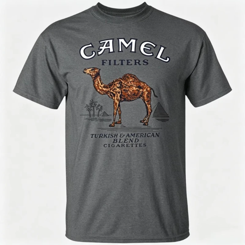 2026 Camel Cigarette Pyramid Classic Graphics Baumwoll-T-Shirt, 2026 Neuer Amerikanischer Stil Tough Guy Herren Mode Streetwear Shirt – Detail 8
