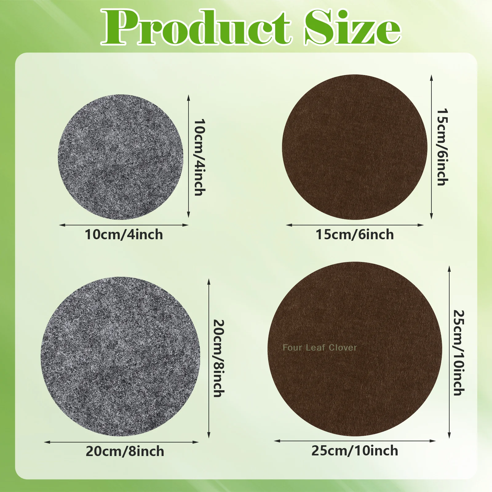 

16 Pcs Plant Coaster Mat 4/6/8/10 Inch Felt Plant Saucer Reversible Round Fabric Plant Pad Mat Absorbent Flower Pot Coaster Mats