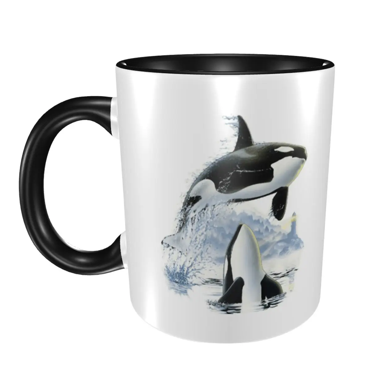 Orca Killer Whale Flies Or Jumps Oves The Ocean Mug Funny Ceramic Coffee Cups Tea Mugs Milk Cup Drinkware Gifts for Woman Man
