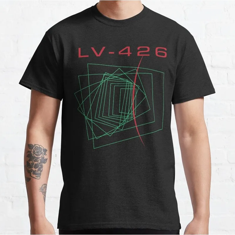 Alien planetoid- LV-426 Movie Graphic T‑Shirt Vintage Sci‑Fi Horror Xenomorph Print Tee Unisex Short Sleeve Casual Streetwear